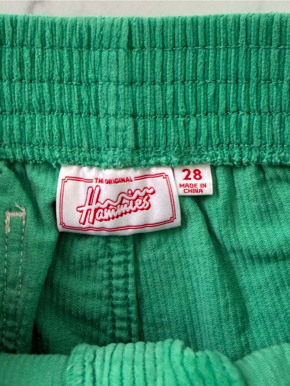 Hammies Corduroy Shorts - Green / Sand - Size 28 - Picture 4 of 6
